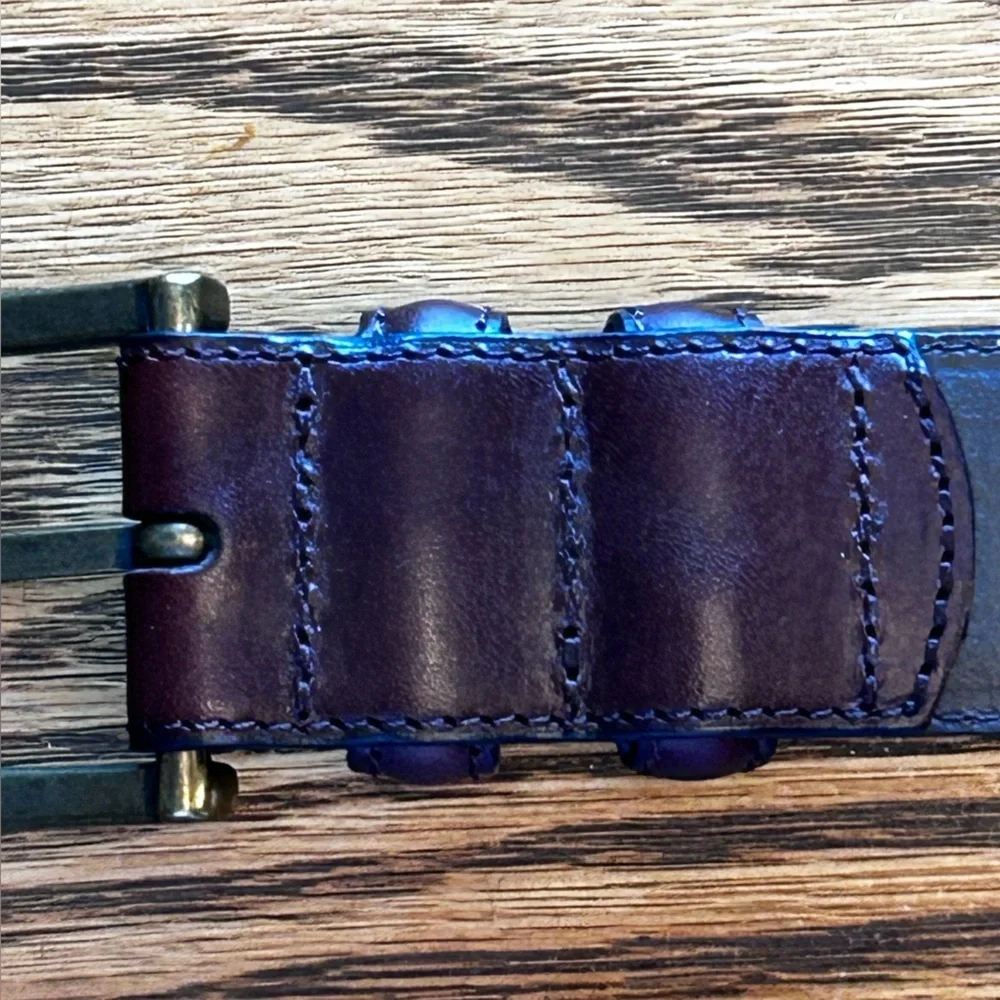Men's Rich Brown Leather Belt with Buckle Size 36